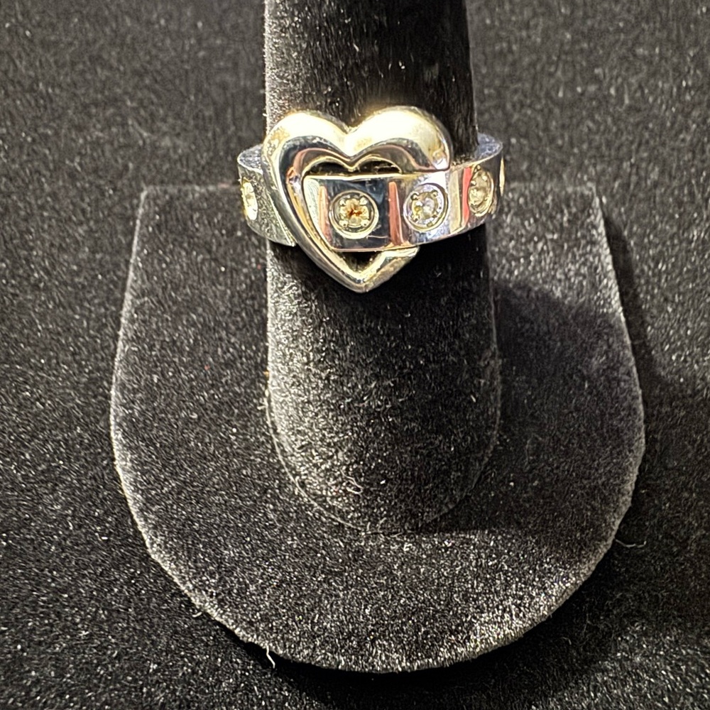 Heart-Shaped Stainless Steel Spinel Ring